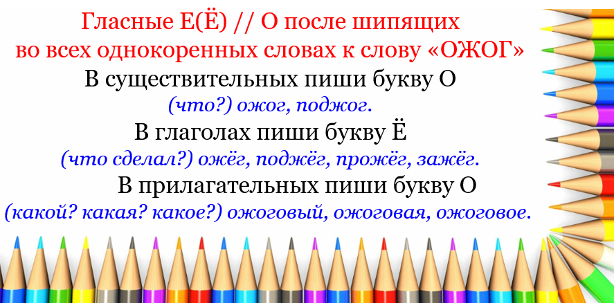 Родственные слова к "ОЖОГ"